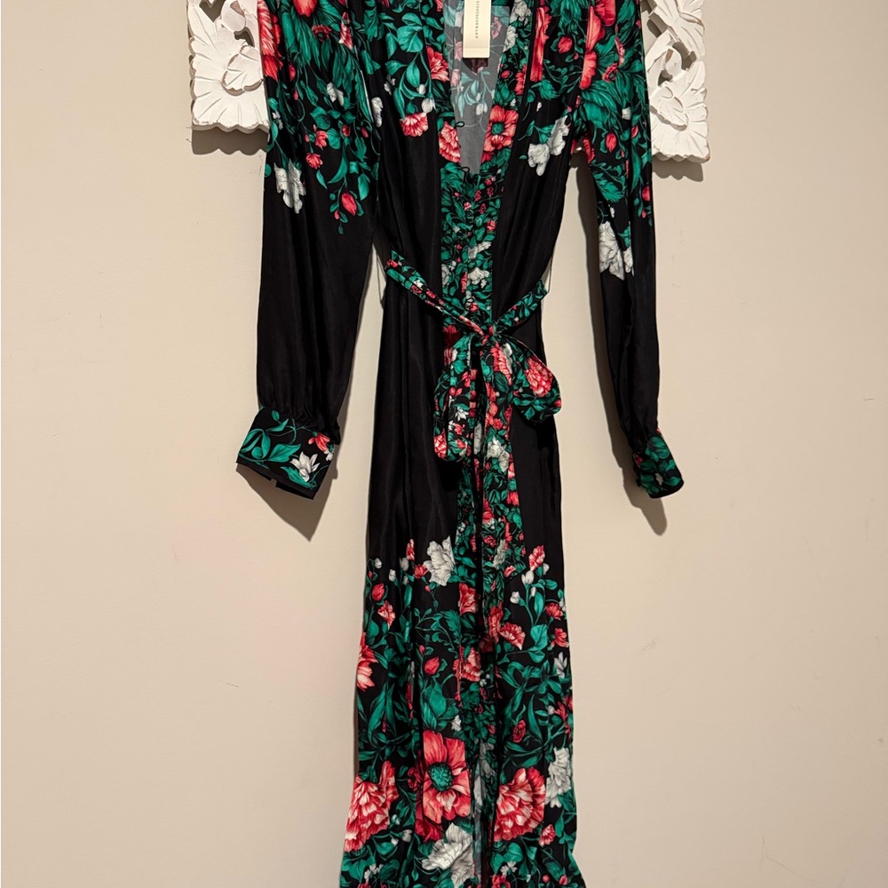 Anthropologie Black Floral Long Sleeve Dress